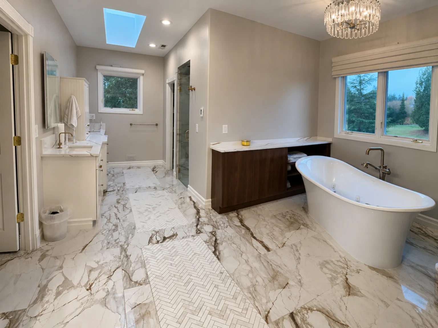 Marble & Walnut Master Bath