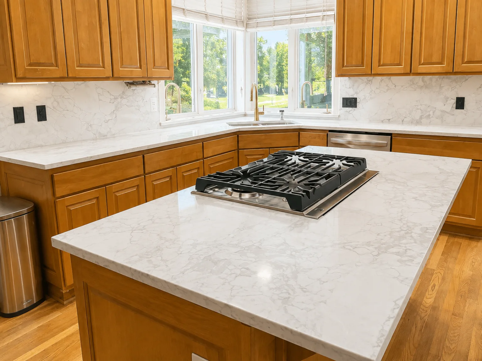 Cocina de cuarzo y mármol